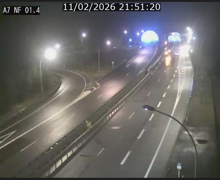 Caméra autoroute Luxembourg A7 - Echangeur Waldhaff - direction Tunnel Stafelter