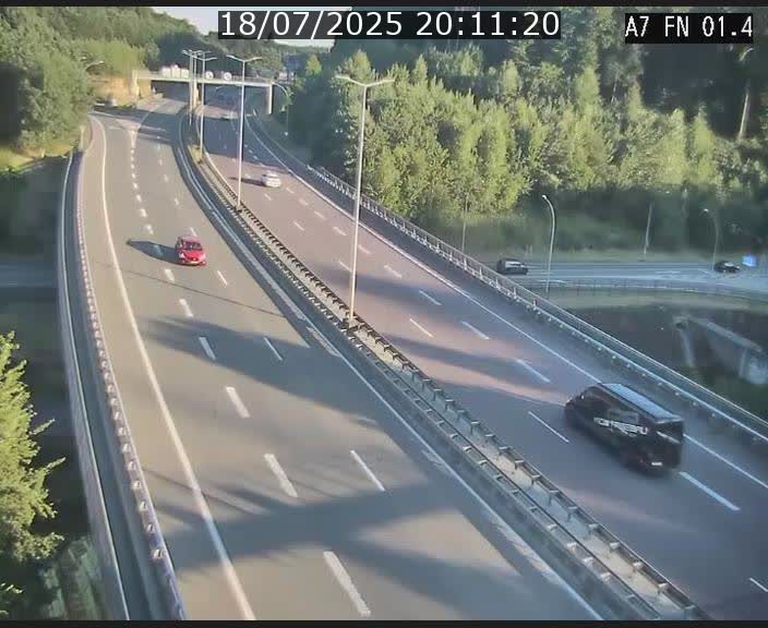 Caméra autoroute Luxembourg A7 - Tunnel Stafelter - direction Echangeur Grünewald