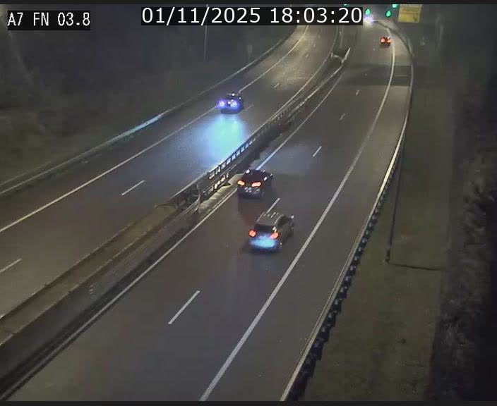 Caméra autoroute Luxembourg A7 - Passage à gibier Rëngelbour - direction Tunnel Stafelter