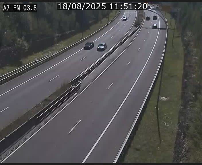 Caméra autoroute Luxembourg A7 - Passage à gibier Rëngelbour - direction Tunnel Stafelter