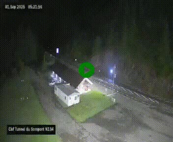 Webcam à l'entrée du tunnel du Somport, côté français, sur la N134, dans les Pyrénées, en direction de l'Espagne, à 1116 mètres d'altitude