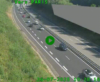 Caméra routière sur l'autoroute A20 à Saint-Pardoux-l'Ortigier, à la jonction avec l'A89. Vue orientée vers Paris