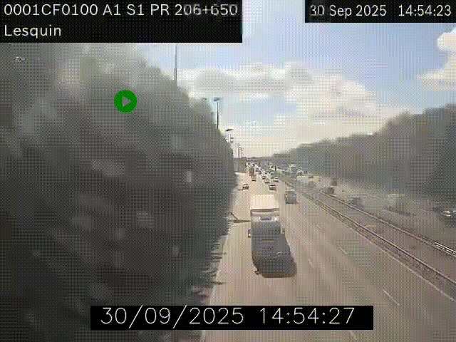 Webcam autoroute A1 à hauteur de Lesquin. Vue orientée vers Lille