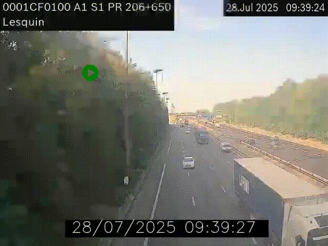 Webcam autoroute A1 à hauteur de Lesquin. Vue orientée vers Lille