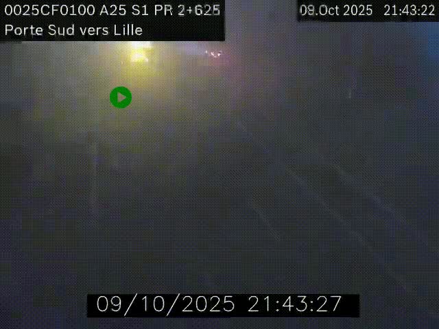 Webcam autoroute A25 sur le périphérique de Lille à hauteur de Lille-Sud et la sortie 3 Faches-Thumesnil. Vue orientée vers Lille-Centre.