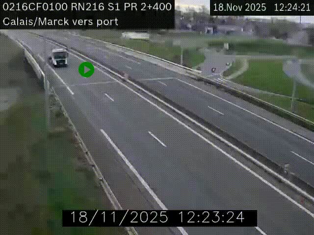 Webcam à Calais sur A216 (N216) en direction du port (harbour) de Calais.