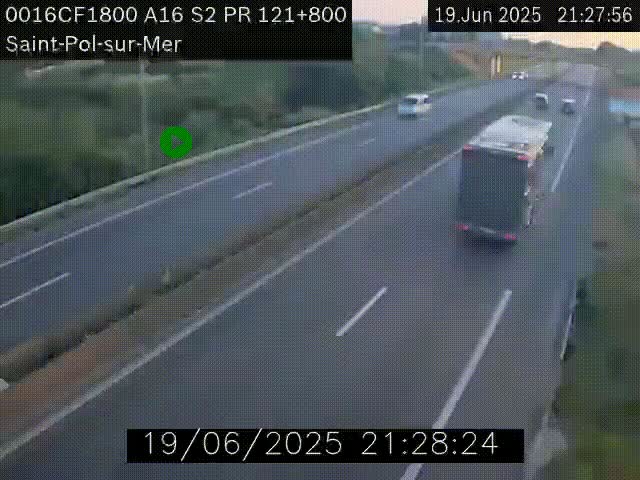 Webcam autoroute A16 à proximité de Dunkerque, à hauteur de la sortie Saint-Pol-sur-Mer. Vue orientée vers Calais