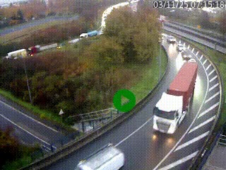 Caméra autoroute à la jonction entre l'A7 et la D301 (Boulevard urbain Sud de Lyon) à Feyzin, au sud de Lyon. Vue orientée vers Mions