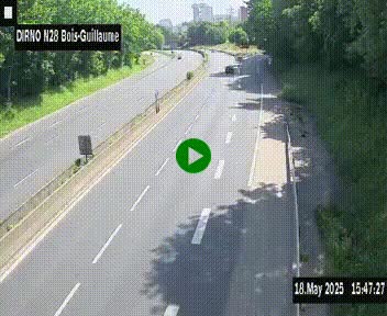 Webcam routière à hauteur de Bois-Guillaume en périphérie de Rouen. Vue orientée vers Rouen