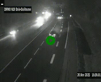 Webcam routière à hauteur de Bois-Guillaume en périphérie de Rouen. Vue orientée vers Rouen