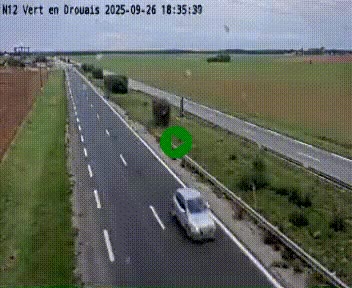 Webcam à hauteur de Vert-en-Drouais sur la N12, en périphérie de Dreux. Vue orientée vers Alençon