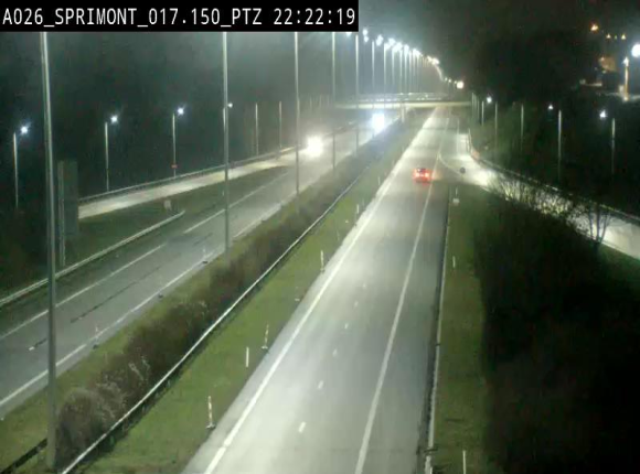 Webcam A26 (E25) à Sprimont, sur l'autoroute entre Liège et Arlon. Vue orientée vers le Luxembourg