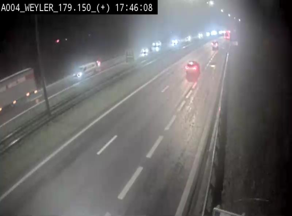 Webcam entre la sortie Arlon et la sortie Weyler sur l'E411. Vue orientée vers Luxembourg