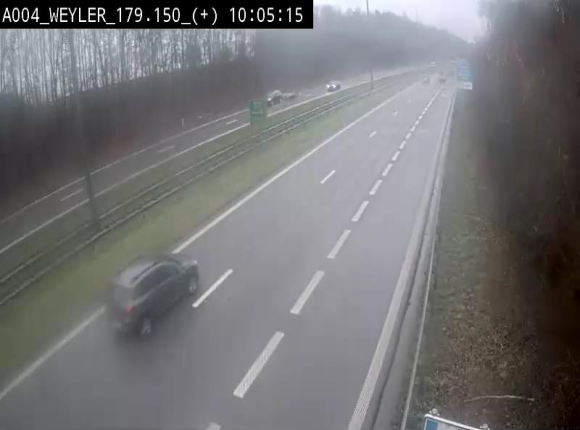 Webcam entre la sortie Arlon et la sortie Weyler sur l'E411. Vue orientée vers Luxembourg