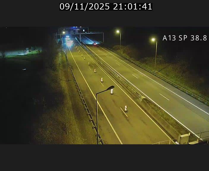 Webcam autoroute A13 à l'entrée ouest du tunnel Markusbierg à Schengen. Vue orientée vers le tunnel et l'Allemagne
