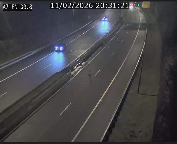 Caméra autoroute Luxembourg A7 - Passage à gibier Rëngelbour - direction Tunnel Stafelter