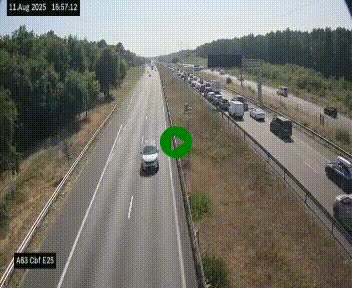 Webcam autoroute A63 en périphérie de Bordeaux au sud-est de la ville, en provenance du bassin d'Arcachon. Vue orientée vers Bordeaux