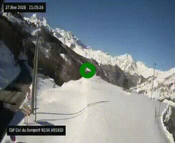 Webcam au col du Somport, côté français, sur la N134, dans les Pyrénées, en direction de l'Espagne, à 1632 mètres d'altitude