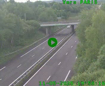 Caméra routière sur l'autoroute A20 au nord de Limoges, à la jonction avec la N520. Vue orientée vers Paris