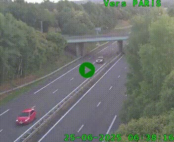 Caméra routière sur l'autoroute A20 au nord de Limoges, à la jonction avec la N520. Vue orientée vers Paris