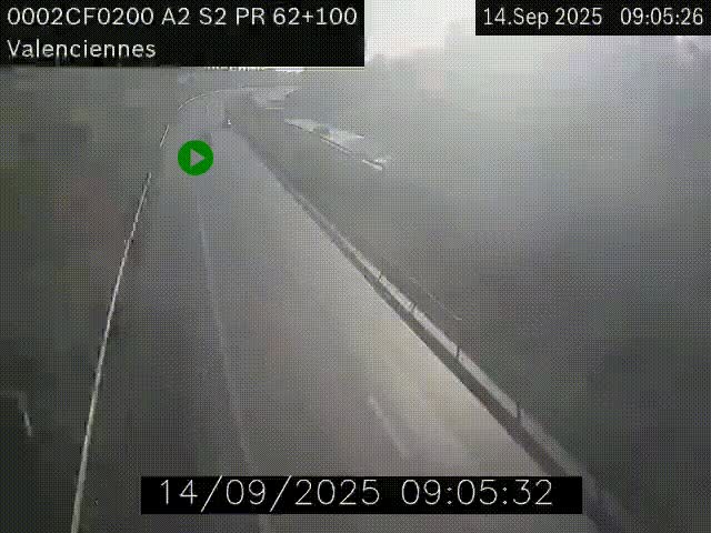 Webcam autoroute A2 à Valenciennes. Vue orientée vers Maubeuge et Mons (Belgique)