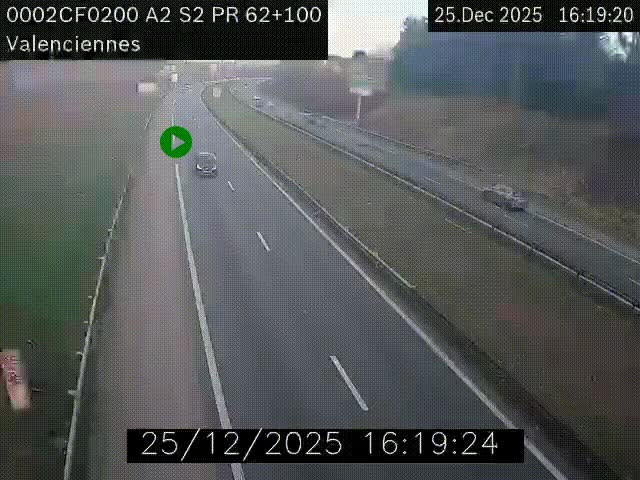 Webcam autoroute A2 à Valenciennes. Vue orientée vers Maubeuge et Mons (Belgique)