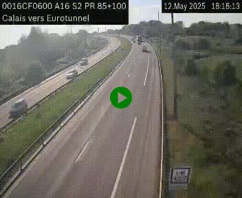 Webcam A16 à Calais en direction du Tunnel sous la Manche (Eurotunnel)