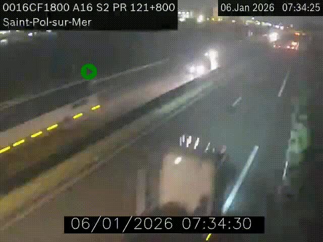 Webcam autoroute A16 à proximité de Dunkerque, à hauteur de la sortie Saint-Pol-sur-Mer. Vue orientée vers Calais