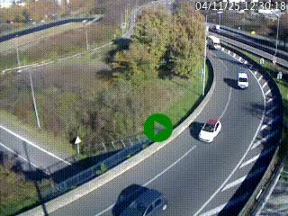 Caméra autoroute à la jonction entre l'A7 et la D301 (Boulevard urbain Sud de Lyon) à Feyzin, au sud de Lyon. Vue orientée vers Mions