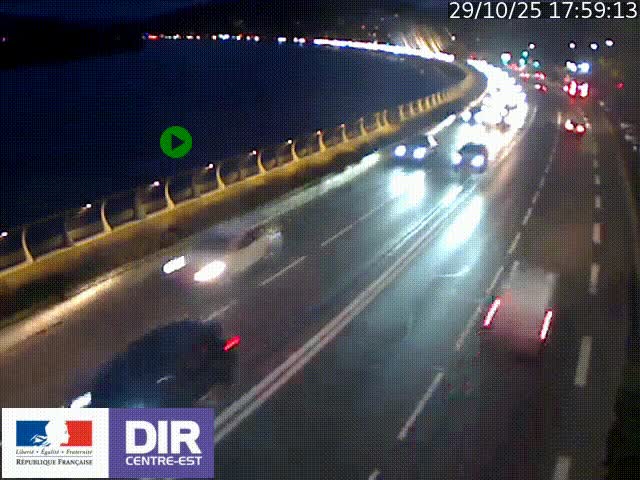 Webcam sur le quai Parjot à Vienne, aux Portes de Lyon, sur la Nationale 7, à la jonction avec le boulevard du Rhône-nord (D1407), caméra orientée vers Lyon
