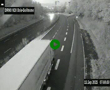 Webcam routière à hauteur de Bois-Guillaume en périphérie de Rouen. Vue orientée vers Rouen