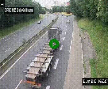 Webcam routière à hauteur de Bois-Guillaume en périphérie de Rouen. Vue orientée vers Rouen