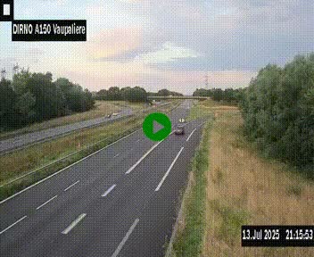 Webcam autoroute A150 à hauteur de La Vaupalière en périphérie de Rouen. Vue orientée vers Rouen