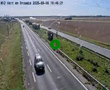 Webcam à hauteur de Vert-en-Drouais sur la N12, en périphérie de Dreux. Vue orientée vers Alençon