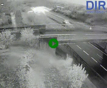 Webcam sur A84 à hauteur de Pont-Farcy, au niveau du pont autoroutier sur la Vire, au sud de Saint-Lô