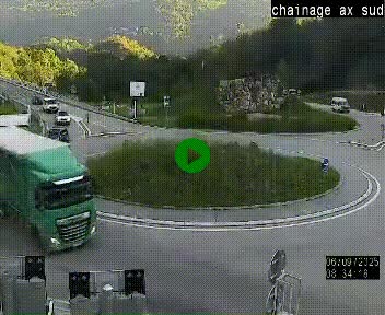 Webcam au nord d'Ax-les-Thermes au niveau de l'aire de chaînage de la N20. Vue orientée vers les Pyrénées, en direction de Pas de la Case