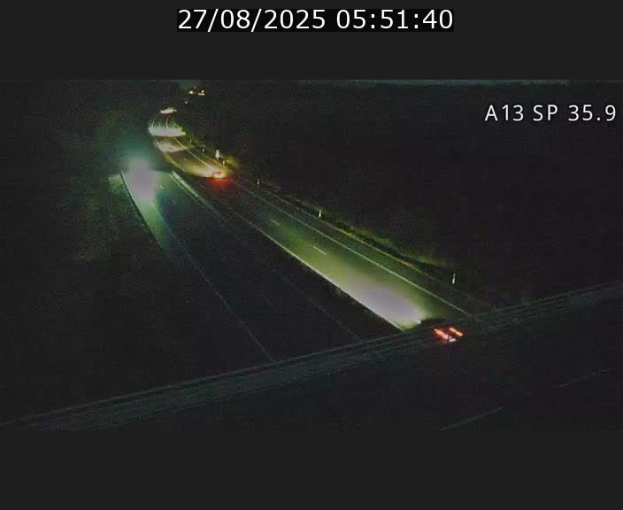 Webcam trafic sur A13 à l'entrée ouest du tunnel Markusbierg à Remerschen. Vue orientée vers Mondorf-les-Bains.
