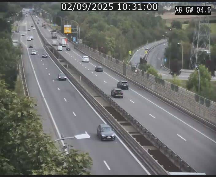 Traffic live webcam Luxembourg Croix de Cessange - A6 - BK 4.9 - direction Belgique