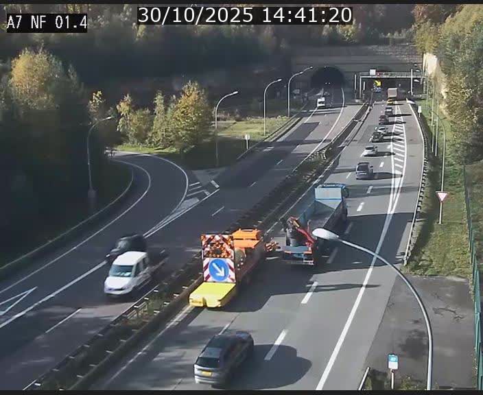 Caméra autoroute Luxembourg A7 - Echangeur Waldhaff - direction Tunnel Stafelter