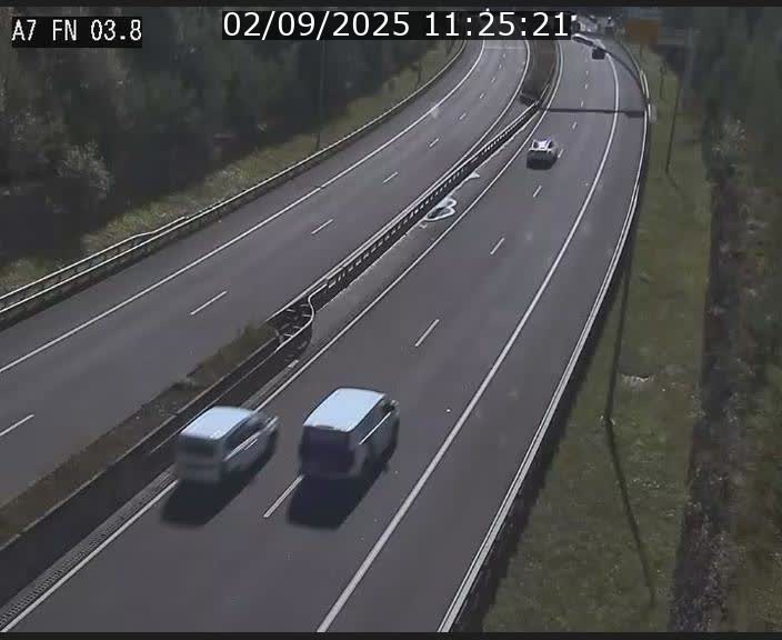Caméra autoroute Luxembourg A7 - Passage à gibier Rëngelbour - direction Tunnel Stafelter