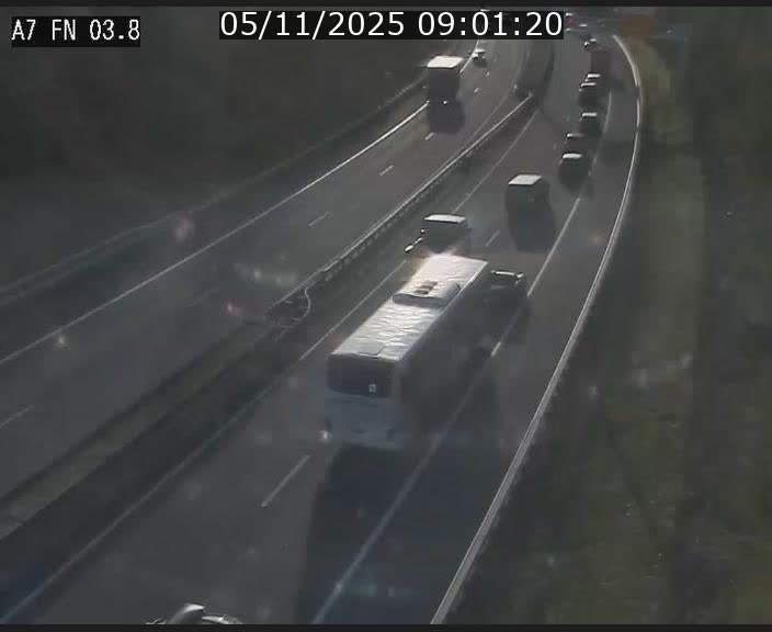 Caméra autoroute Luxembourg A7 - Passage à gibier Rëngelbour - direction Tunnel Stafelter