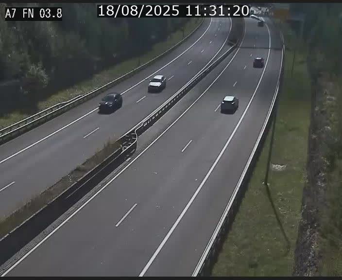 Caméra autoroute Luxembourg A7 - Passage à gibier Rëngelbour - direction Tunnel Stafelter