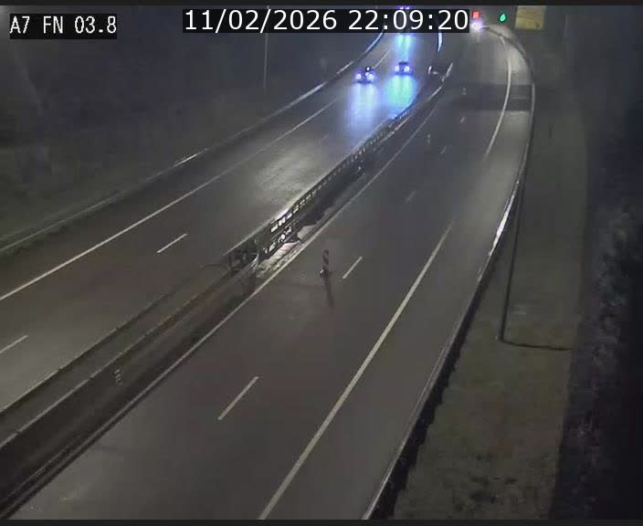 Caméra autoroute Luxembourg A7 - Passage à gibier Rëngelbour - direction Tunnel Stafelter