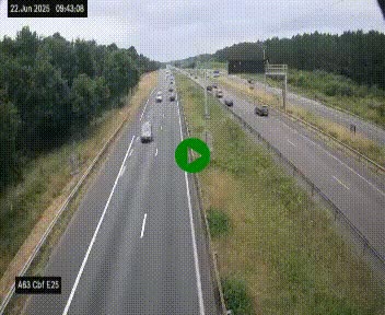 Webcam autoroute A63 en périphérie de Bordeaux au sud-est de la ville, en provenance du bassin d'Arcachon. Vue orientée vers Bordeaux