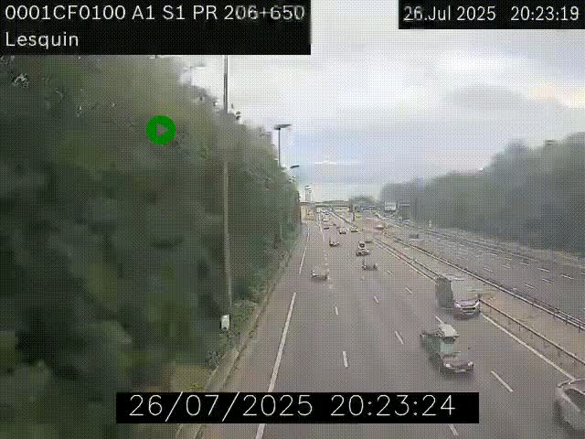 Webcam autoroute A1 à hauteur de Lesquin. Vue orientée vers Lille