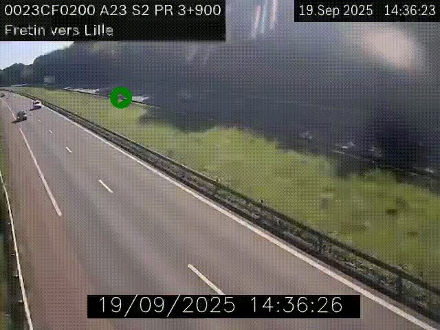 Webcam autoroute A23 à hauteur de Fretin. Vue orientée vers Lille