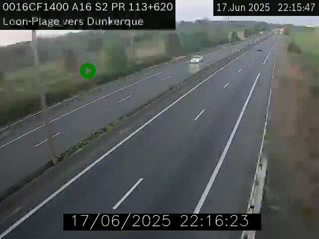 Webcam autoroute A16 à hauteur de Loon-Plage. Vue orientée vers Dunkerque et la Belgique.