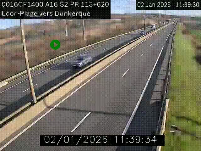 Webcam autoroute A16 à hauteur de Loon-Plage. Vue orientée vers Dunkerque et la Belgique.