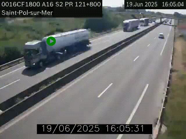 Webcam autoroute A16 à proximité de Dunkerque, à hauteur de la sortie Saint-Pol-sur-Mer. Vue orientée vers Calais
