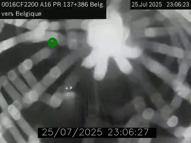 Webcam à la frontière franco-belge au niveau de Bray-Dunes/De-Panne sur l'autoroute A16. Vue orientée vers la Belgique